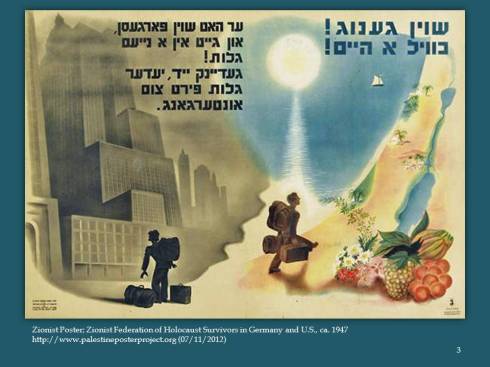 Cartel sionista, animando los judíos a emigrar a Israel