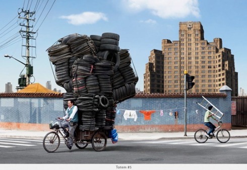 Un "transportista" en China (Foto: Alain Delorme)